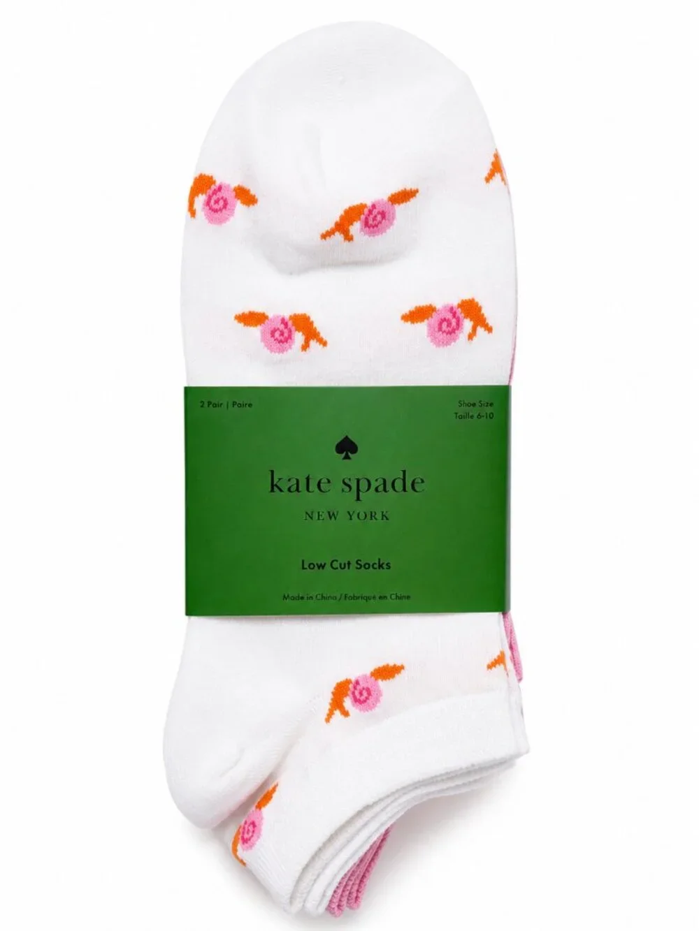 Kate Spade Low Cut Socks Snails, Pink & Gray - 3 Pack NWT